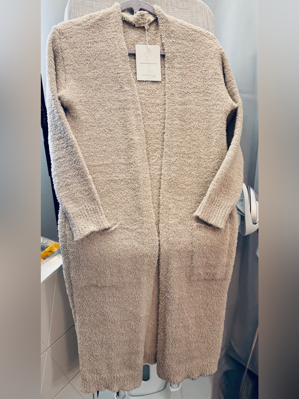 MORRIS DAY  Fuzzy Long Cardigan super soft Cream Sz S/M